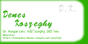 denes koszeghy business card